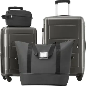 2 Piece Luggage Set with Expandable Spinner Wheels, Lightweight ABS Suitcase Set, Dark Gray
