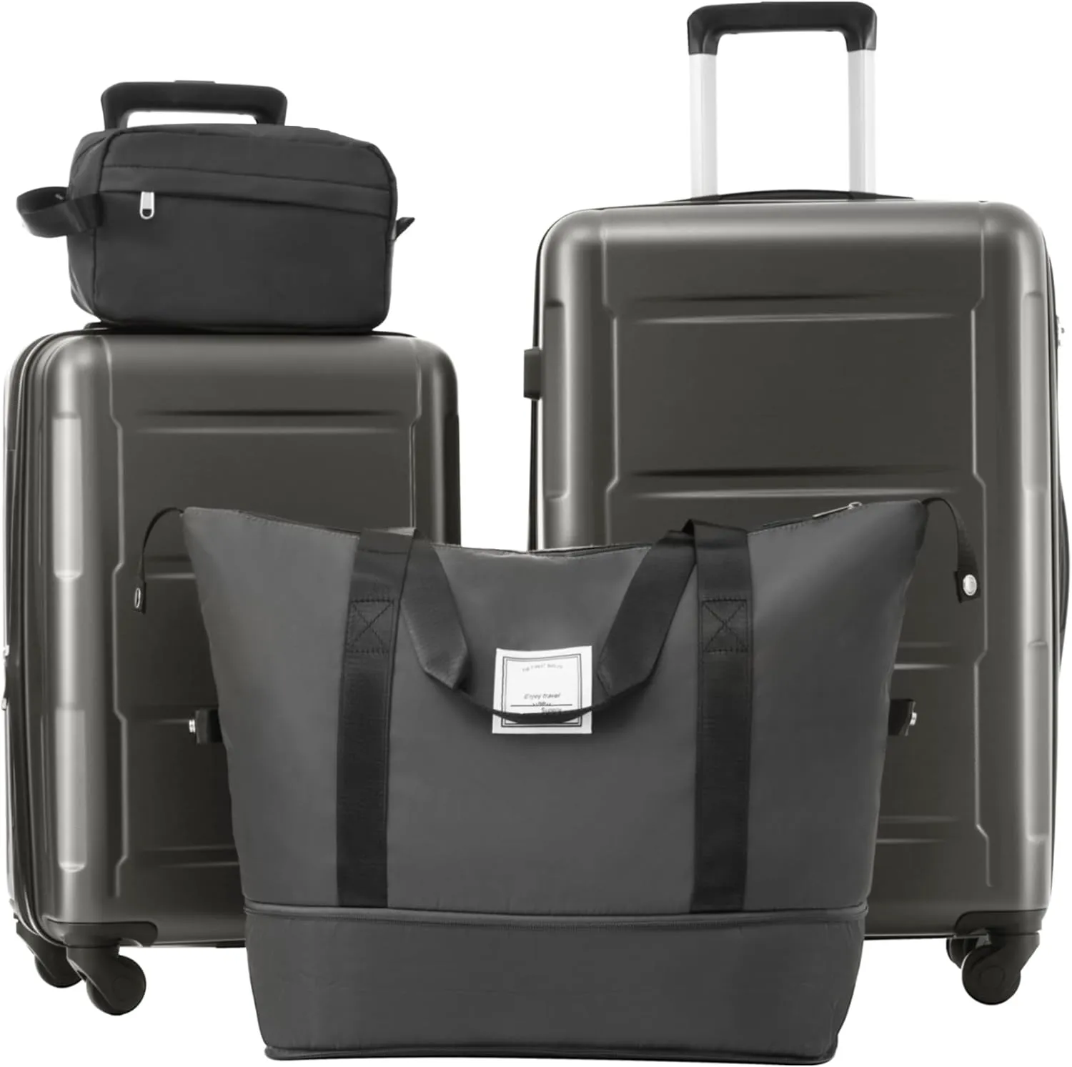 2 Piece Luggage Set with Expandable Spinner Wheels, Lightweight ABS Suitcase Set, Dark Gray
