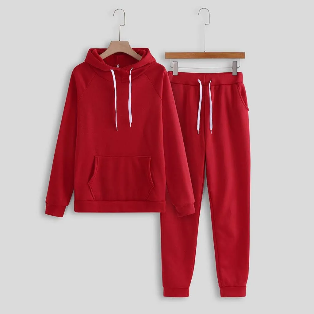 2 Piece Outfits for Women, Womens Sweatshirts Oversized Hoodie Long Sleeve Pullover Tracksuit Jogger Sweatpants with Pockets