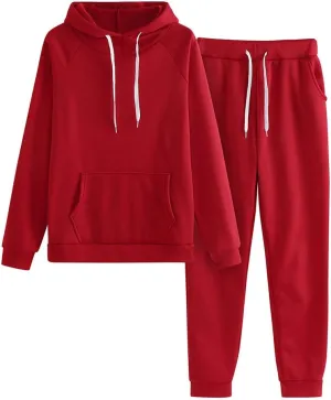2 Piece Outfits for Women, Womens Sweatshirts Oversized Hoodie Long Sleeve Pullover Tracksuit Jogger Sweatpants with Pockets