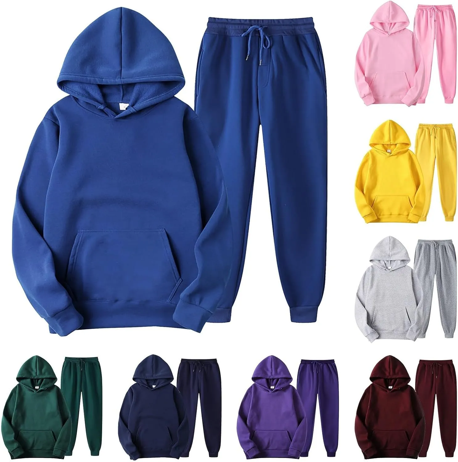 2 Piece Outfits for Women, Womens Sweatshirts Oversized Long Sleeve Hoodie Pullover Tracksuit Jogger Sweatsuits with Pockets