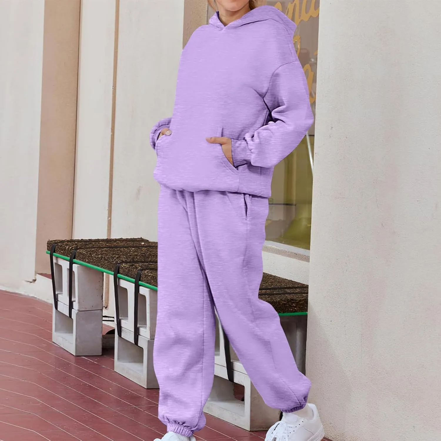2 Piece Set Oversized With Pockets Hoodie Y2k Sweatsuit: Fashion Sweatsuit Casual Trendy Loose Fit Baggy Set