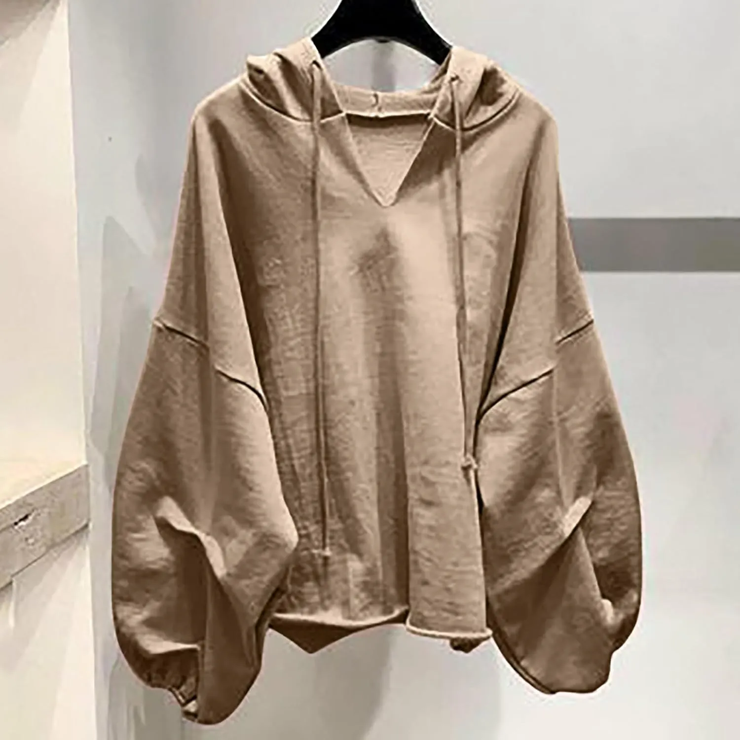 2024 Fashion Fall Hoodies for Women Oversized Solid Color Lightweight Sweatshirt Teen Girls Preppy Slouchy Pullover