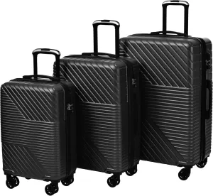 3 Piece Luggage Set,Expandable Hard Shell Luggage Set with Spinner Wheels & TSA Lock, Lightweight Travel Luggage Set,Carry on Luggage for Business Trip Black
