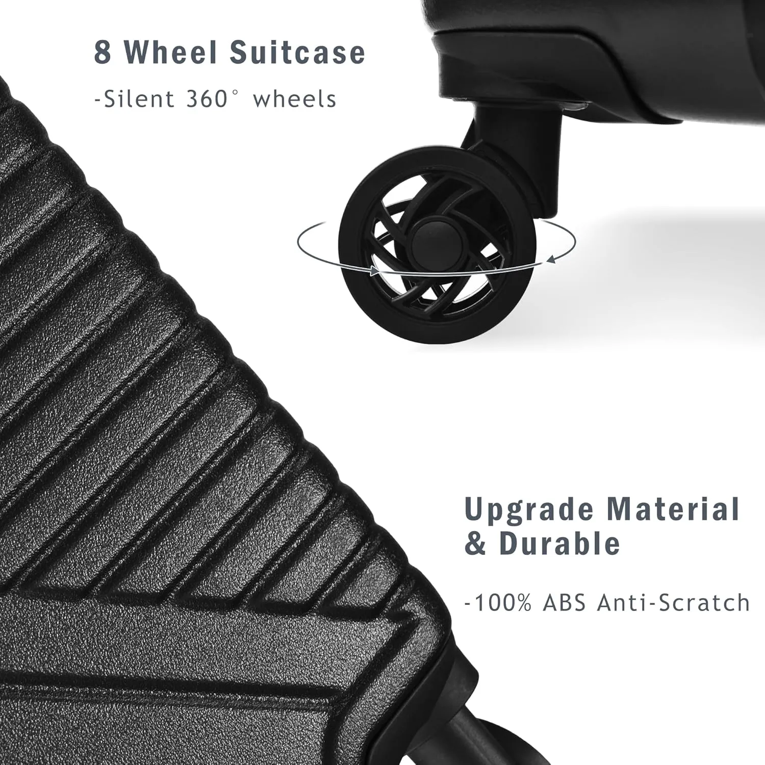 3 Piece Luggage Set,Expandable Hard Shell Luggage Set with Spinner Wheels & TSA Lock, Lightweight Travel Luggage Set,Carry on Luggage for Business Trip Black