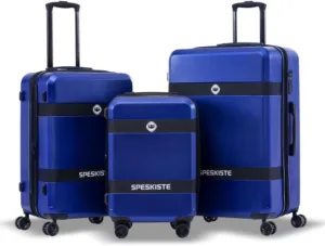 ABS PC Luggage 3-Piece Set (20/24/28) with Spinner Wheels, Lightweight TSA Lock, Telescopic Handle, Reinforced Corners, Internal Organizer, Blue