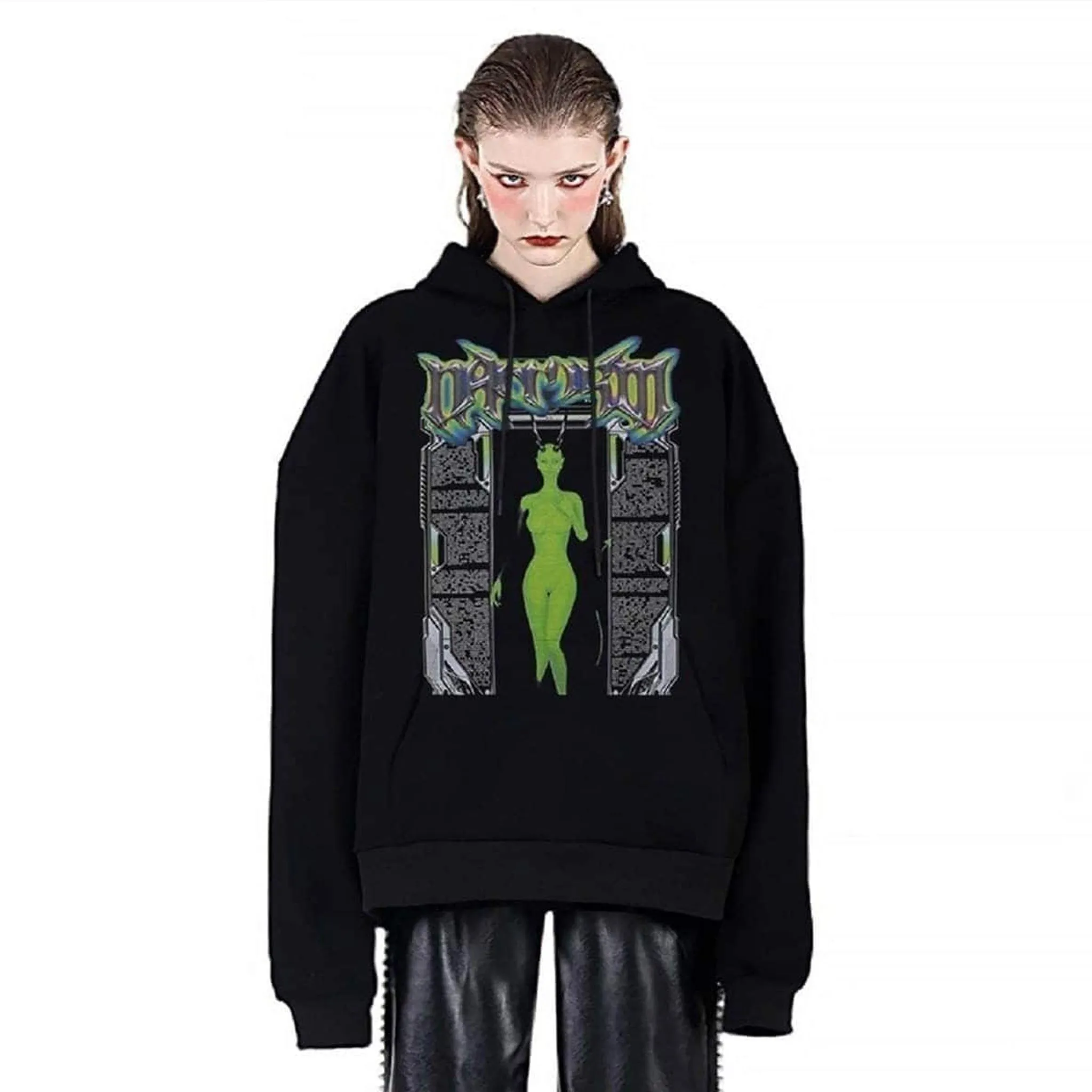 Abstract hoodie modern art pullover premium grunge jumper