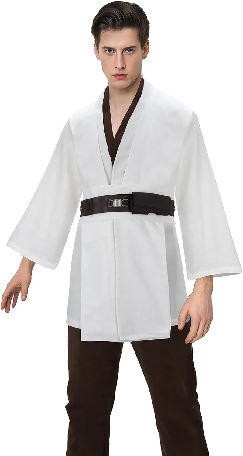 Adult Tunic Costume Cloak for Jedi Outfit Men Knight Hooded Robe Cape Pants Full Set Suit Halloween Cosplay Uniform