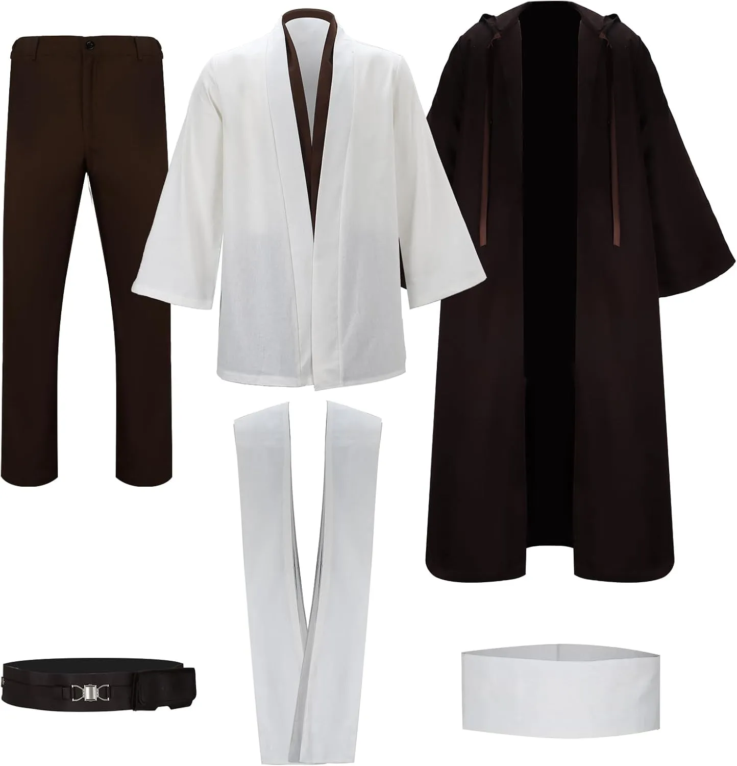 Adult Tunic Costume Cloak for Jedi Outfit Men Knight Hooded Robe Cape Pants Full Set Suit Halloween Cosplay Uniform