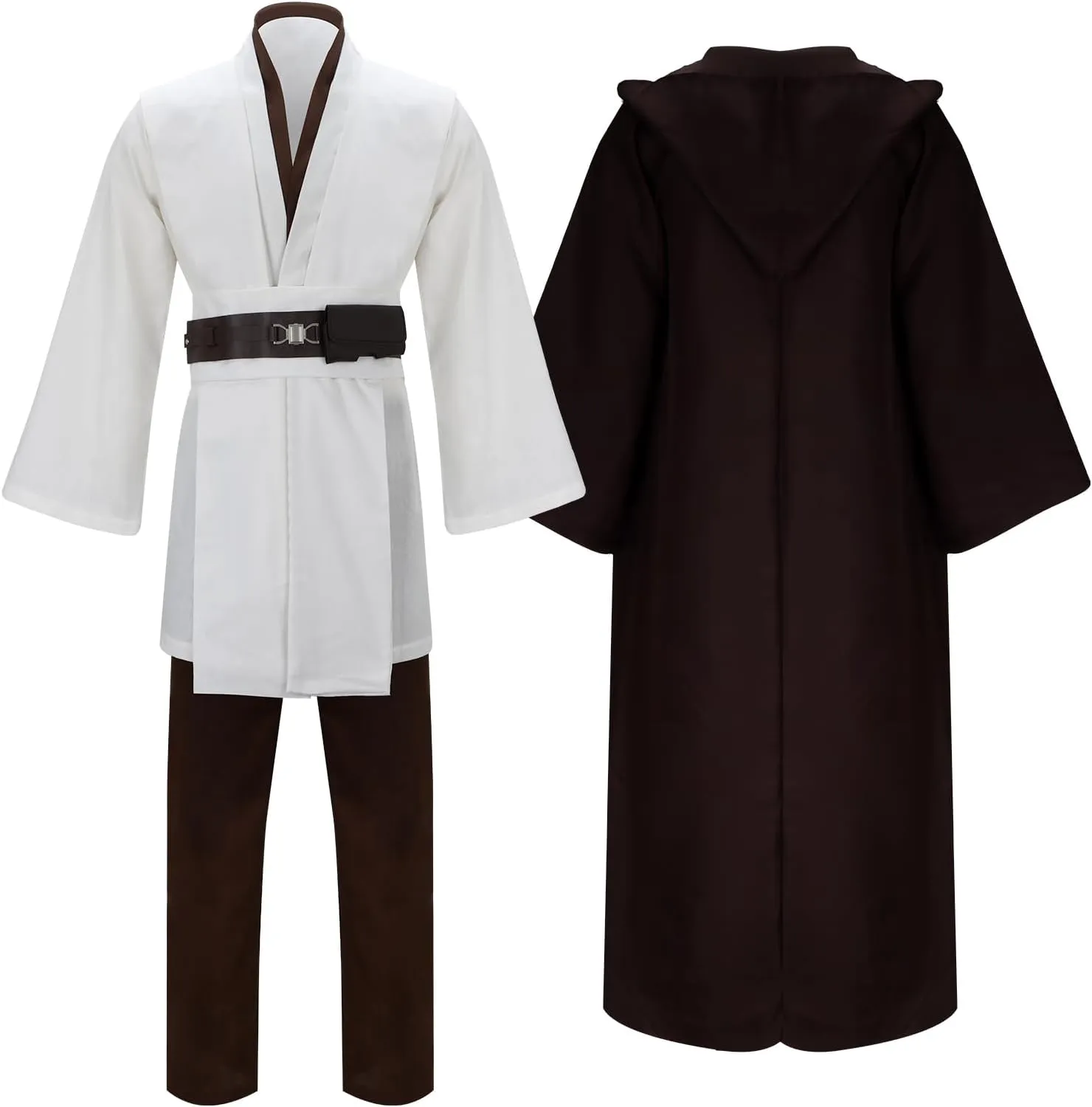 Adult Tunic Costume Cloak for Jedi Outfit Men Knight Hooded Robe Cape Pants Full Set Suit Halloween Cosplay Uniform