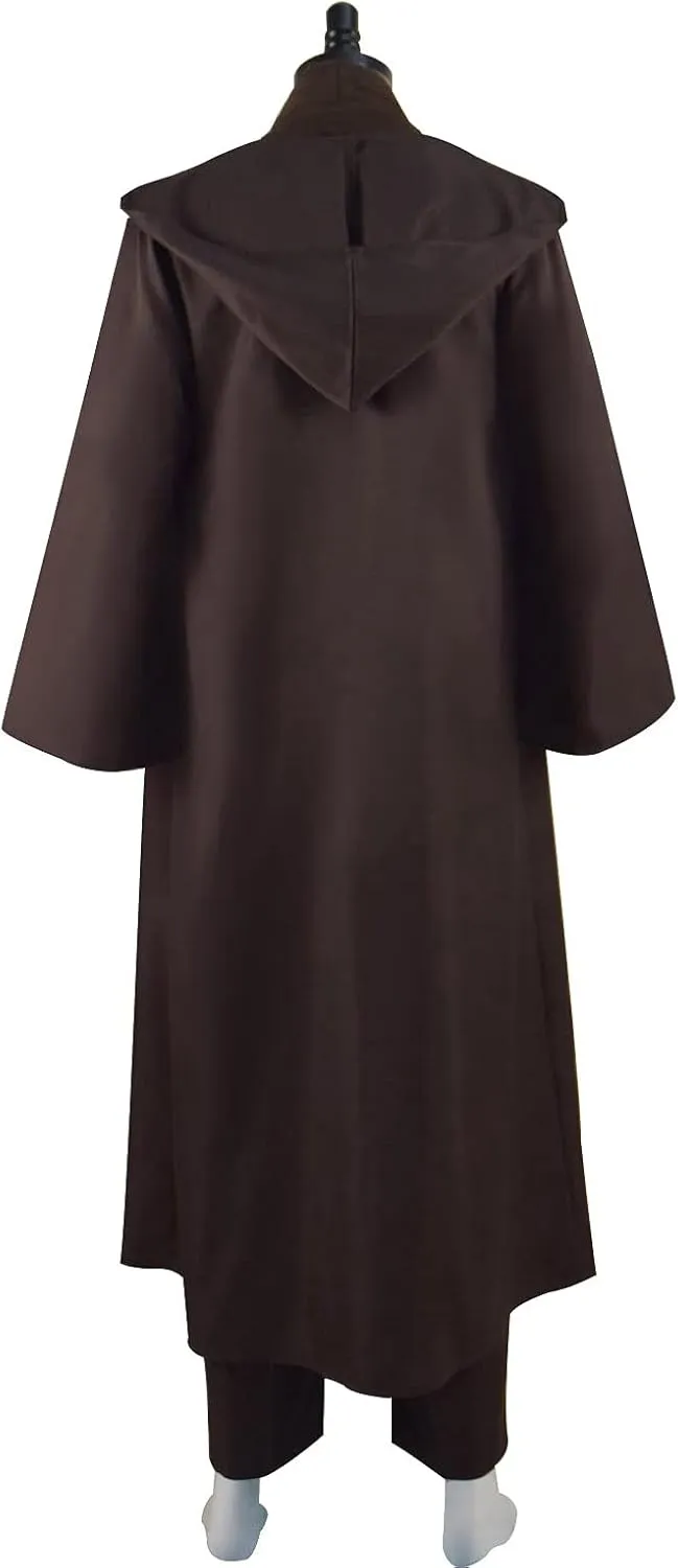 Adult Tunic Costume Men's Brown Hooded Robe Tunic Uniform Full Set Halloween Cosplay Costume