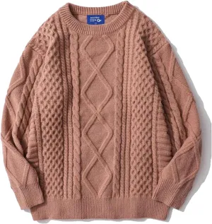 Aelfric Eden Oversized Knit Sweater Solid Vintage Pullover Sweater Unisex Woven Crewneck Knitted Tops