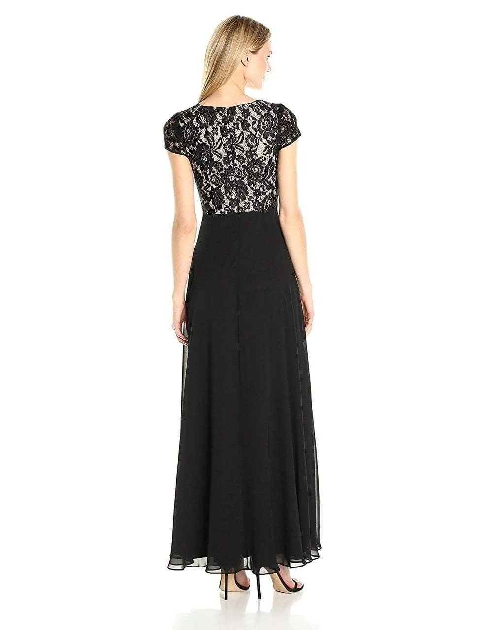 Aidan Mattox - Aidan by MN1E200675 Lace V-neck Chiffon A-line Dress