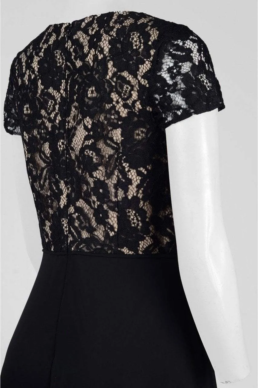Aidan Mattox - Aidan by MN1E200675 Lace V-neck Chiffon A-line Dress
