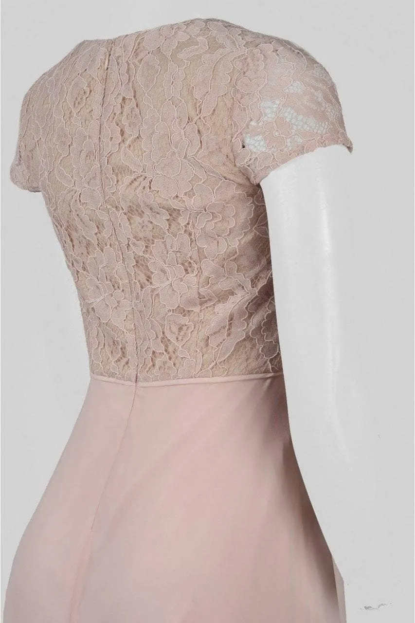 Aidan Mattox - Aidan by MN1E200675 Lace V-neck Chiffon A-line Dress