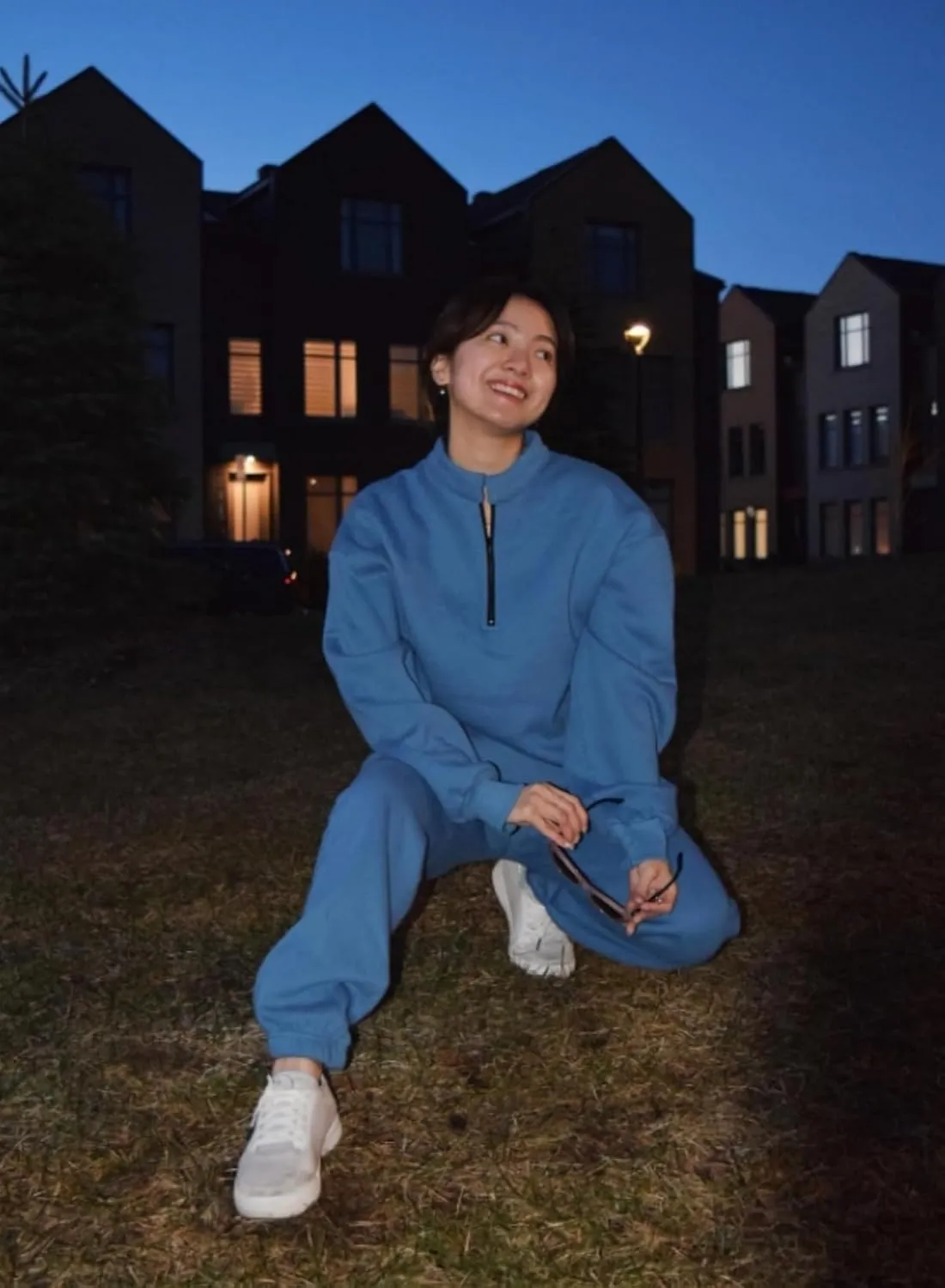 Aleumdr Women 2 Piece Outfits Sweatsuit Oversized Half Zip Pullover Long Sleeve Sweatshirt Jogger Pants Set with Pockets