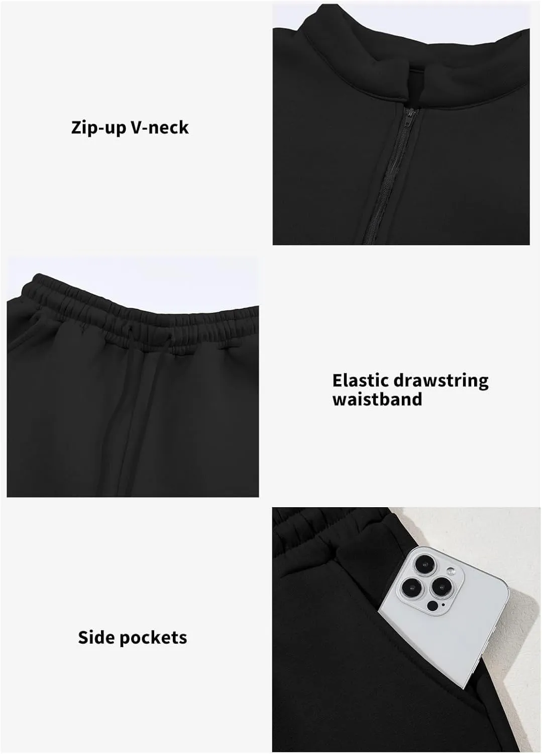 Aleumdr Women 2 Piece Outfits Sweatsuit Oversized Half Zip Pullover Long Sleeve Sweatshirt Jogger Pants Set with Pockets