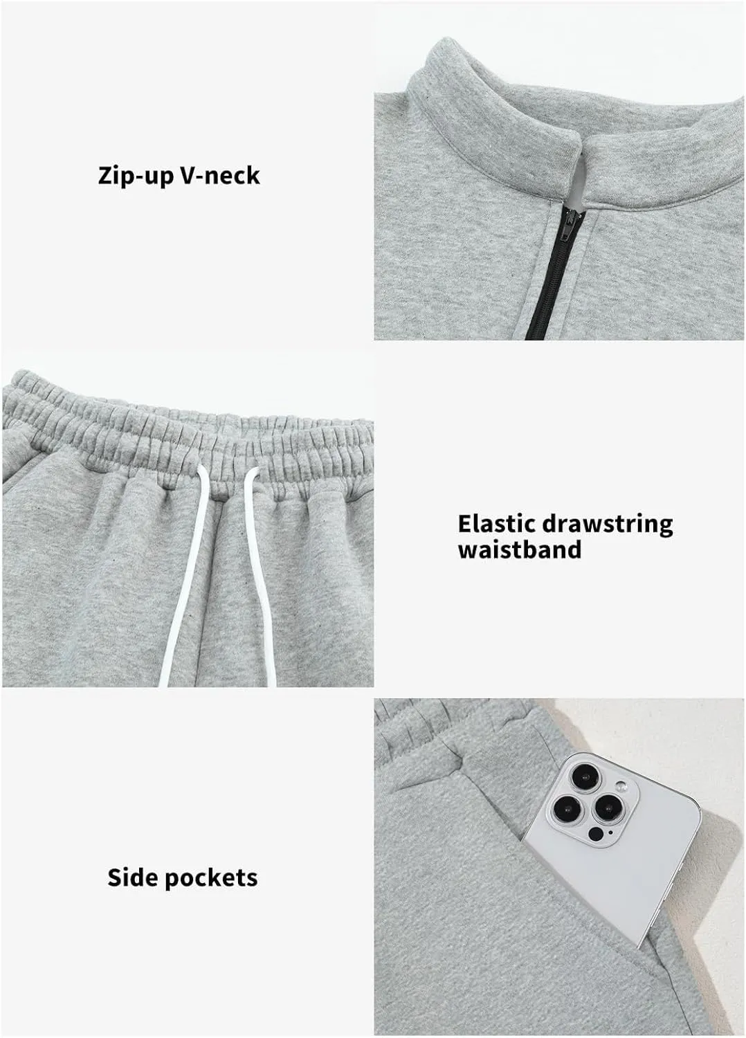 Aleumdr Women 2 Piece Outfits Sweatsuit Oversized Half Zip Pullover Long Sleeve Sweatshirt Jogger Pants Set with Pockets