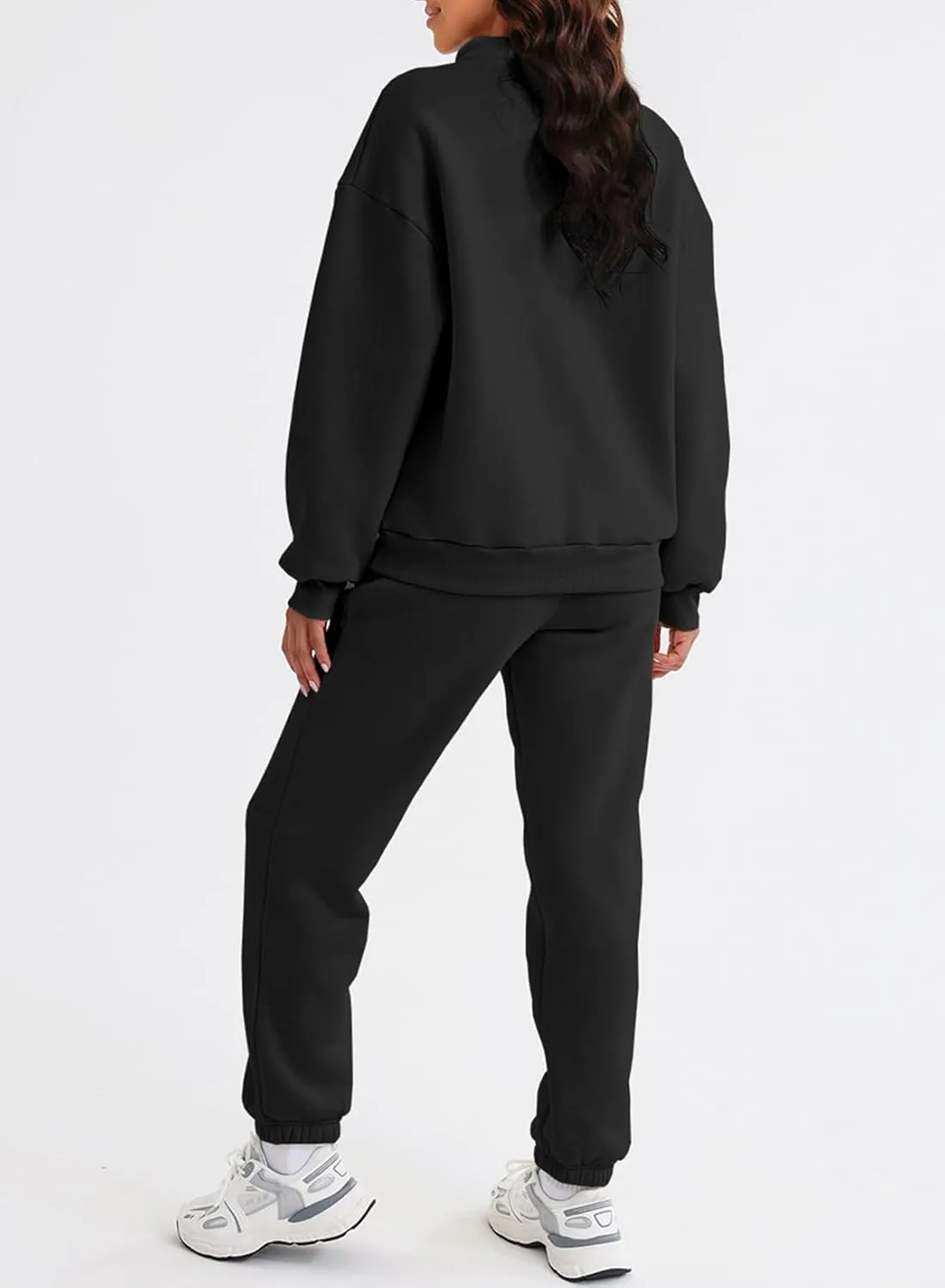 Aleumdr Women 2 Piece Outfits Sweatsuit Oversized Half Zip Pullover Long Sleeve Sweatshirt Jogger Pants Set with Pockets