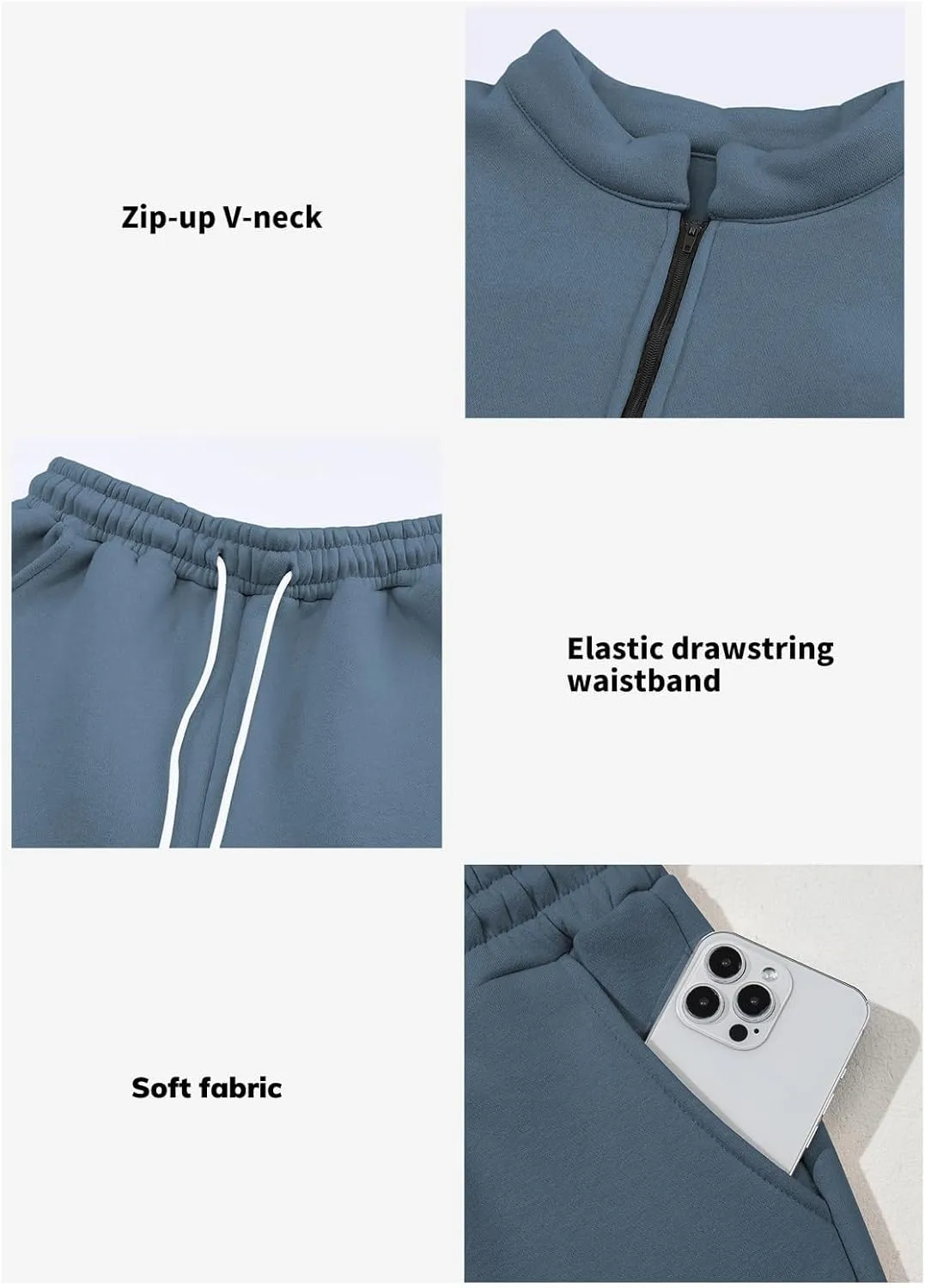 Aleumdr Women 2 Piece Outfits Sweatsuit Oversized Half Zip Pullover Long Sleeve Sweatshirt Jogger Pants Set with Pockets
