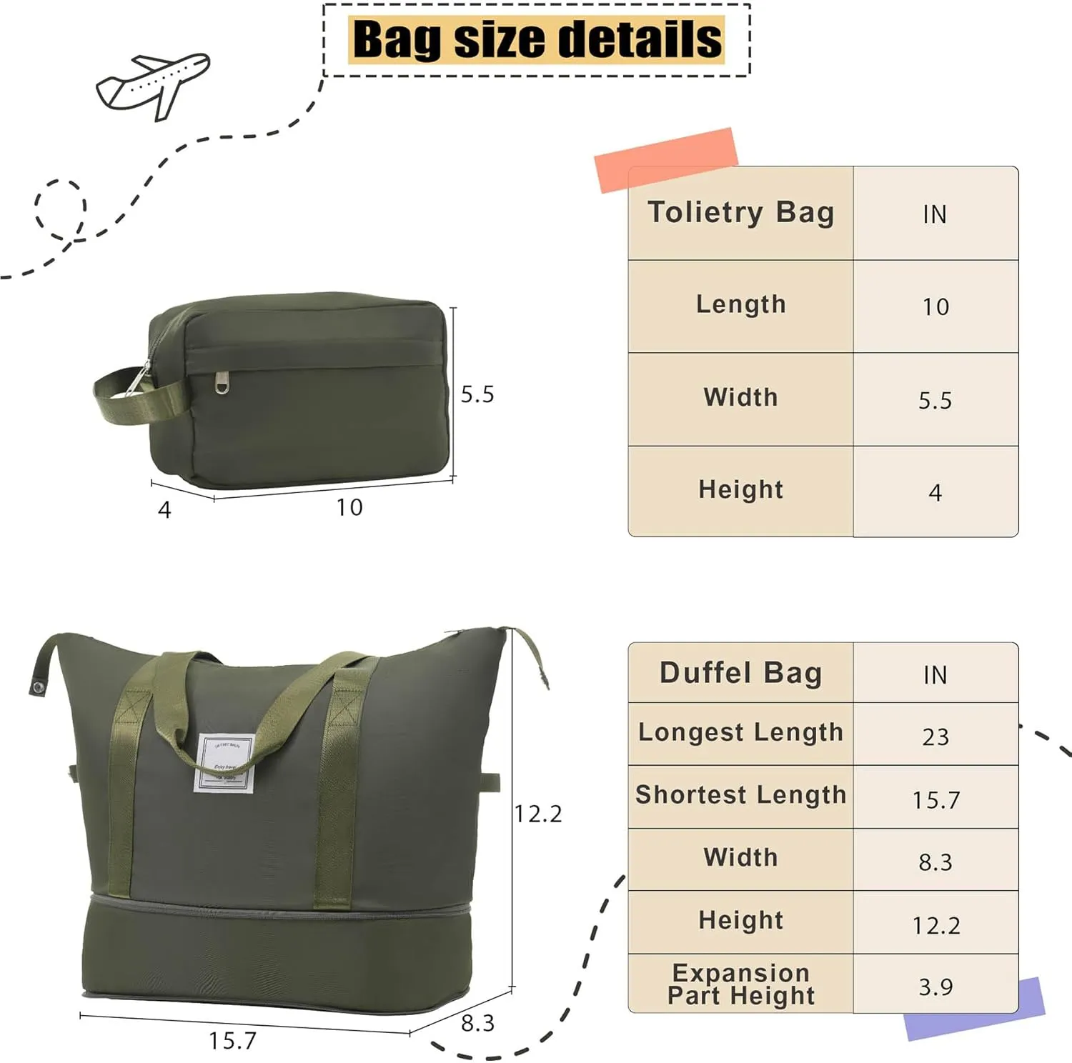 Anwick Expandable Suitcase Set 5 Piece, Softside Luggage With Spinner Wheels TSA Lock, Lightweight Travel Set for Men Women 20" 24" 28" (Army Green)