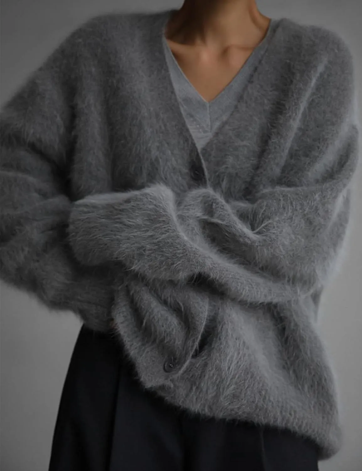 Arssm Womens Furry Cardigan Sweater Long Sleeve Cardigans Button Down V Neck Fluffy Knit Top Fashion 2025 Knitwear