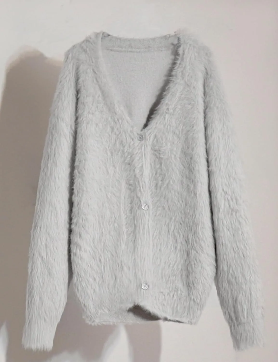Arssm Womens Furry Cardigan Sweater Long Sleeve Cardigans Button Down V Neck Fluffy Knit Top Fashion 2025 Knitwear