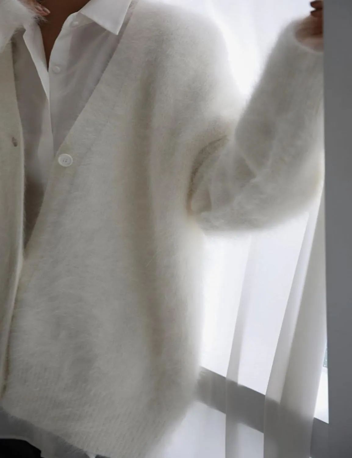 Arssm Womens Furry Cardigan Sweater Long Sleeve Cardigans Button Down V Neck Fluffy Knit Top Fashion 2025 Knitwear