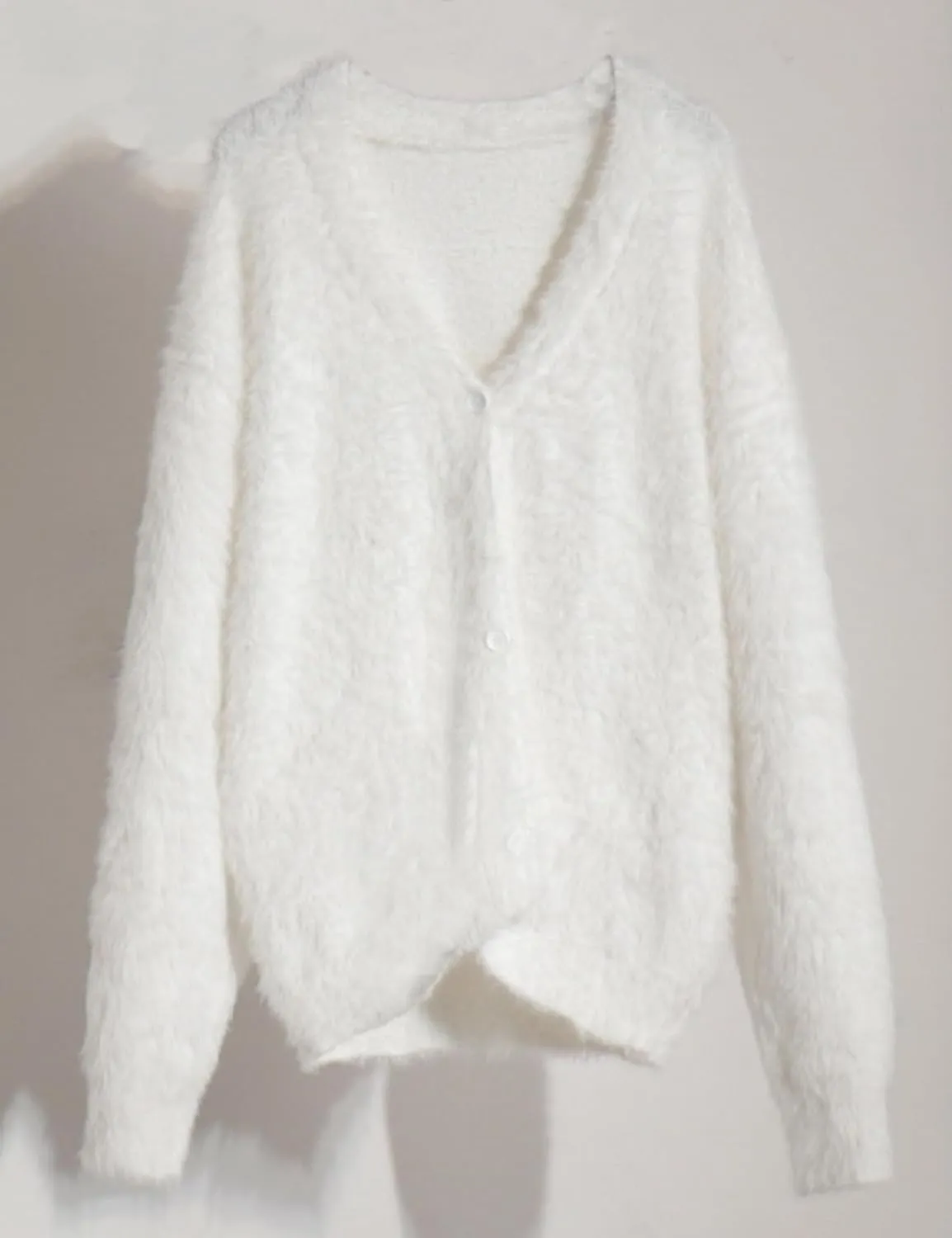 Arssm Womens Furry Cardigan Sweater Long Sleeve Cardigans Button Down V Neck Fluffy Knit Top Fashion 2025 Knitwear