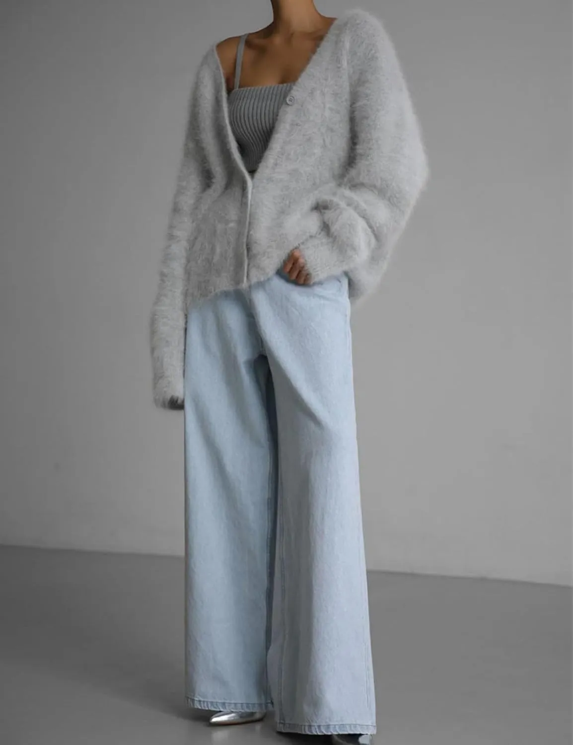 Arssm Womens Furry Cardigan Sweater Long Sleeve Cardigans Button Down V Neck Fluffy Knit Top Fashion 2025 Knitwear