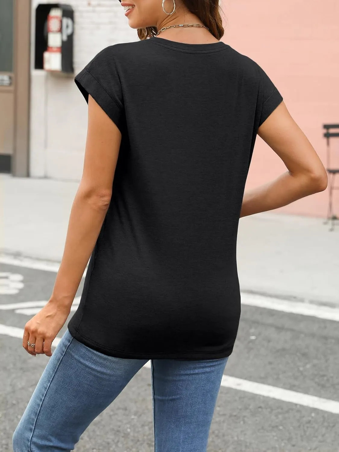 AUTOMET Womens Cap Sleeve Summer Tops Business Casual T Shirts Dressy Spring Fashion Outfits Cute Trendy Clothes 2025