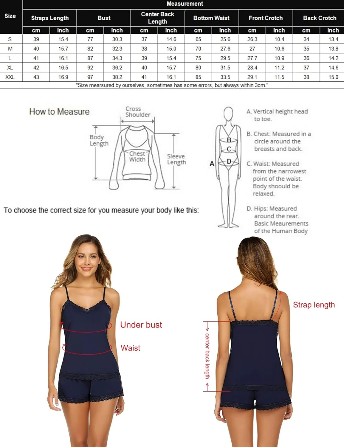 Avidlove Women Cami Pajama Set Modal Sleepwear Lace Trim Short PJ Set with Shorts