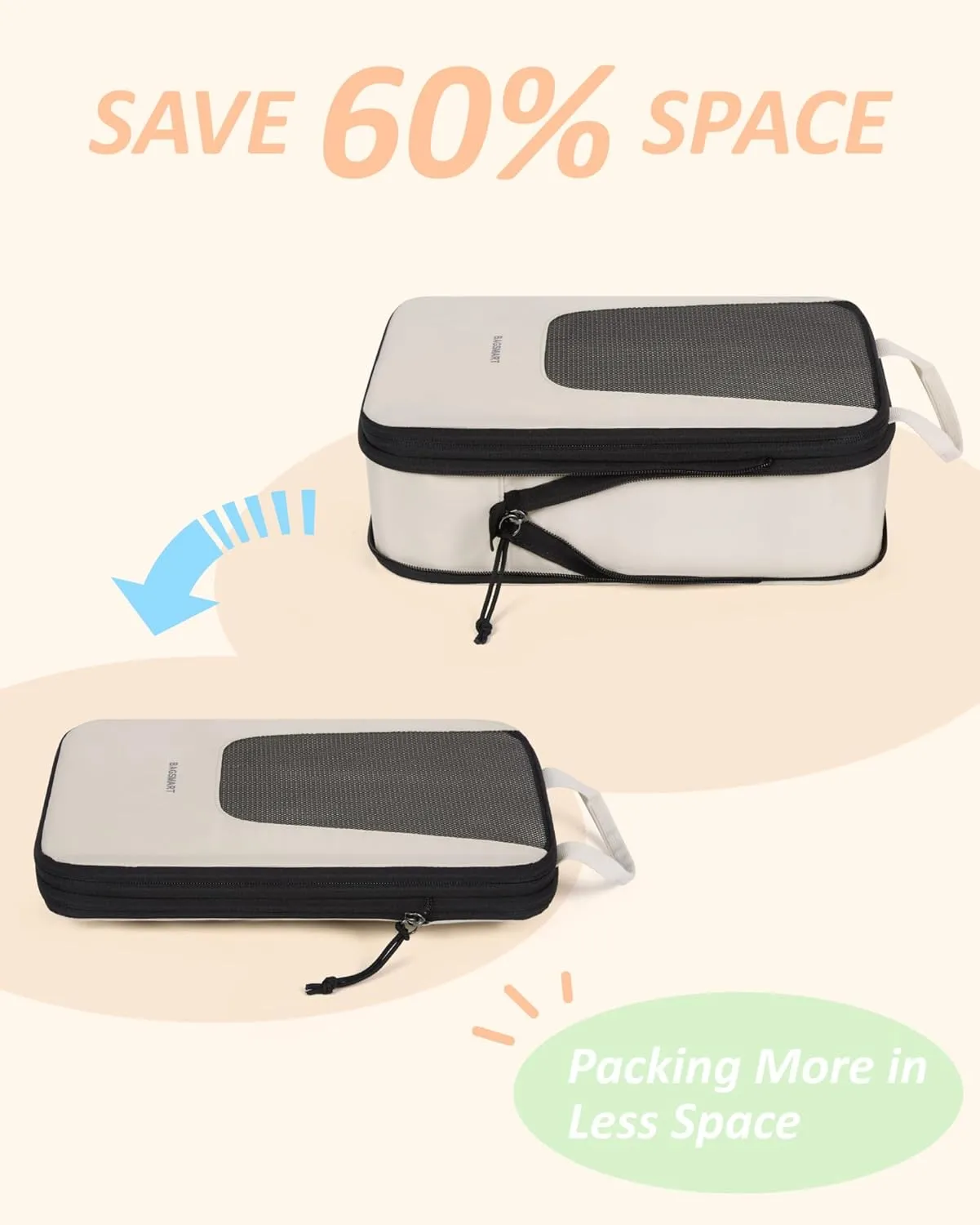 BAGSMART Compression Packing Cubes for Travel, 6 Set/4 Set Packing Cubes for Suitcases, Compression Suitcase Organizer Bags Set for Travel Essentials, Lightweight Packing Organizers