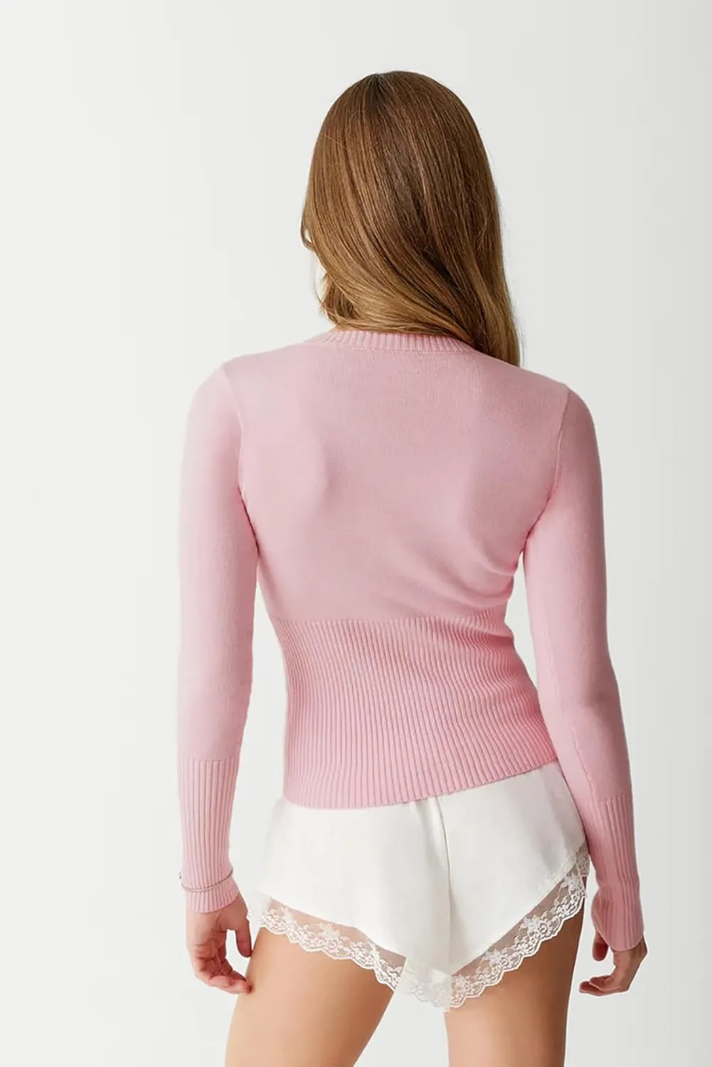 BAIGRAM Women Open Front Button Cropped Cardigan Fall Lightweight Soft Knit Sweaters Long Sleeve Fitted Casual Tops