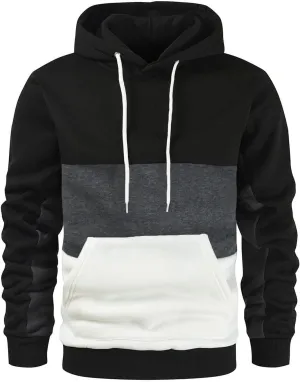 Basic Hoodies For Men Workout Casual Long Sleeve Jackets Fashion Color Block Sweatshirt Tops Zipper Hooded Blouses