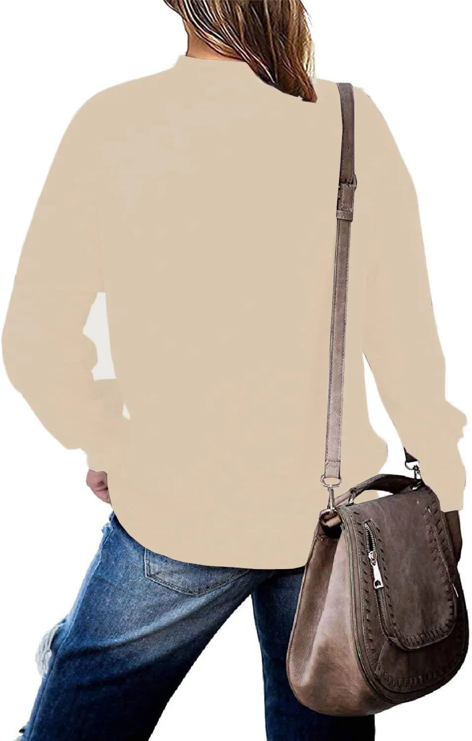 BEUFRI Oversized Sweatshirts for Women Crew Neck Long Sleeve Tunic Shirt Tops for Legging