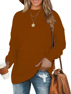 BEUFRI Oversized Sweatshirts for Women Crew Neck Long Sleeve Tunic Shirt Tops for Legging