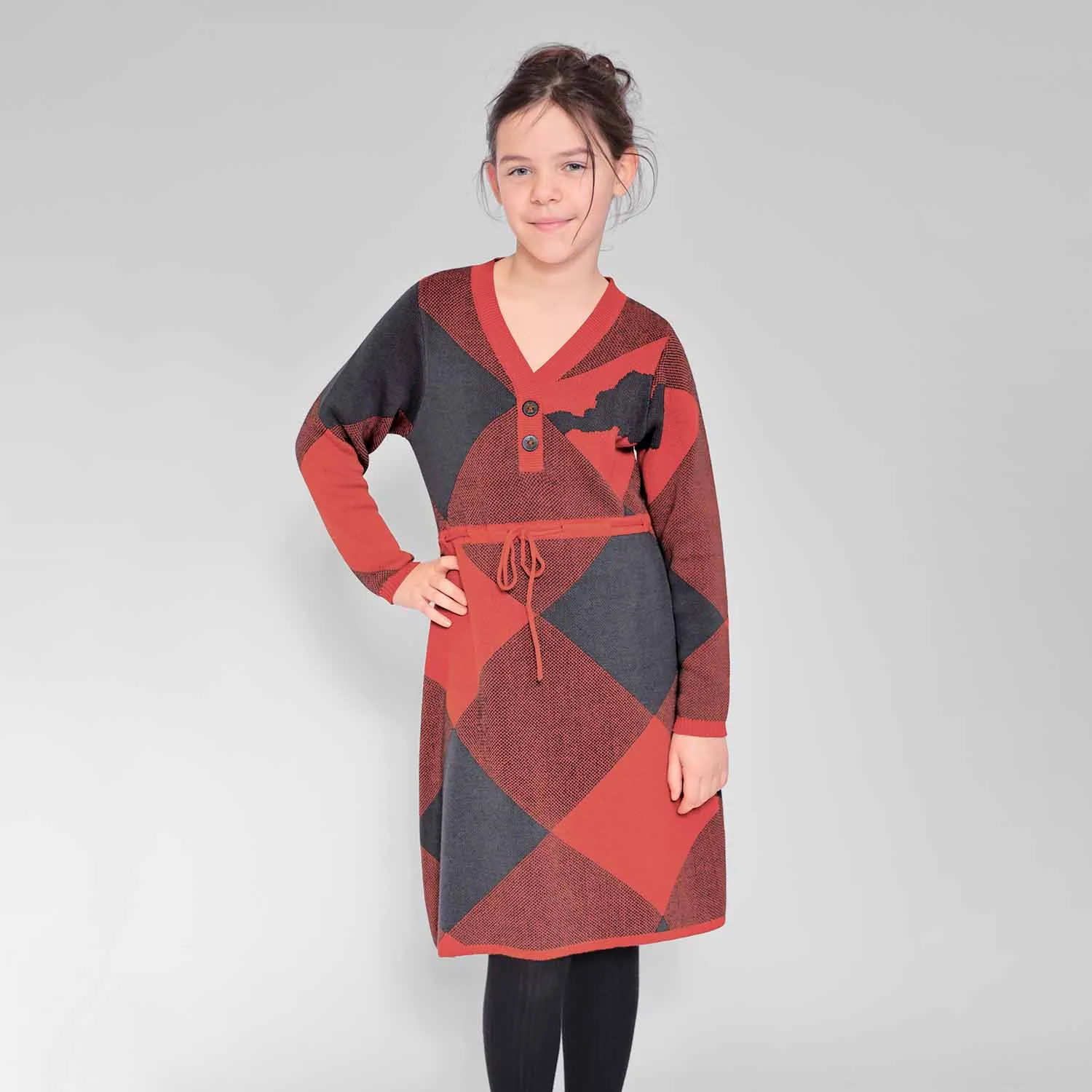 Blauw en Oranje Meisjes Trui Jurk