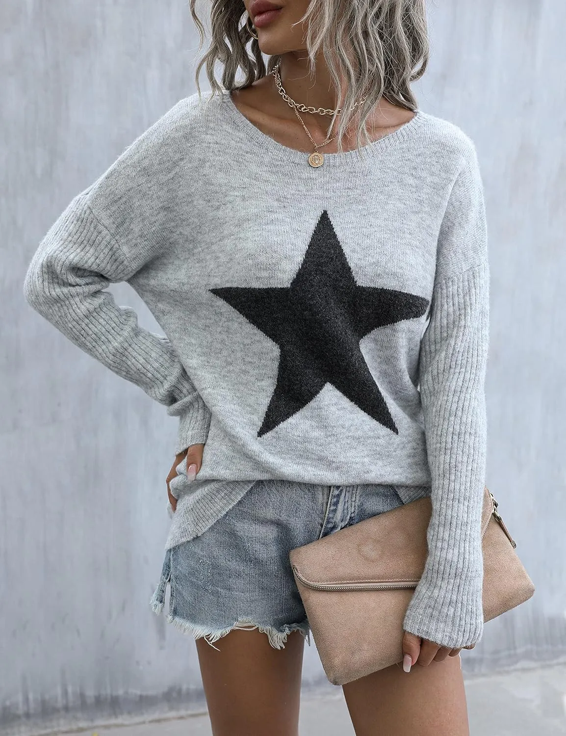 Blooming Jelly Women's Off The Shoulder Sweaters Cute Fall Tunic Tops Knitted Pullover Sweater