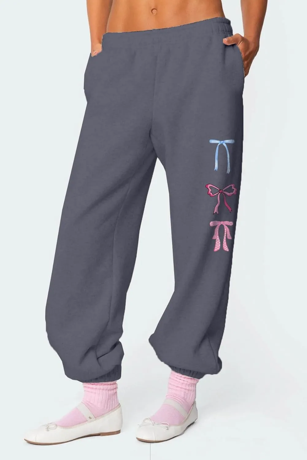 Bow Sweat Set for Women Sweatsuits 2 Piece Set Long Sleeve Oversized Hoodie Sweatpants Matching Tracksuit Preppy
