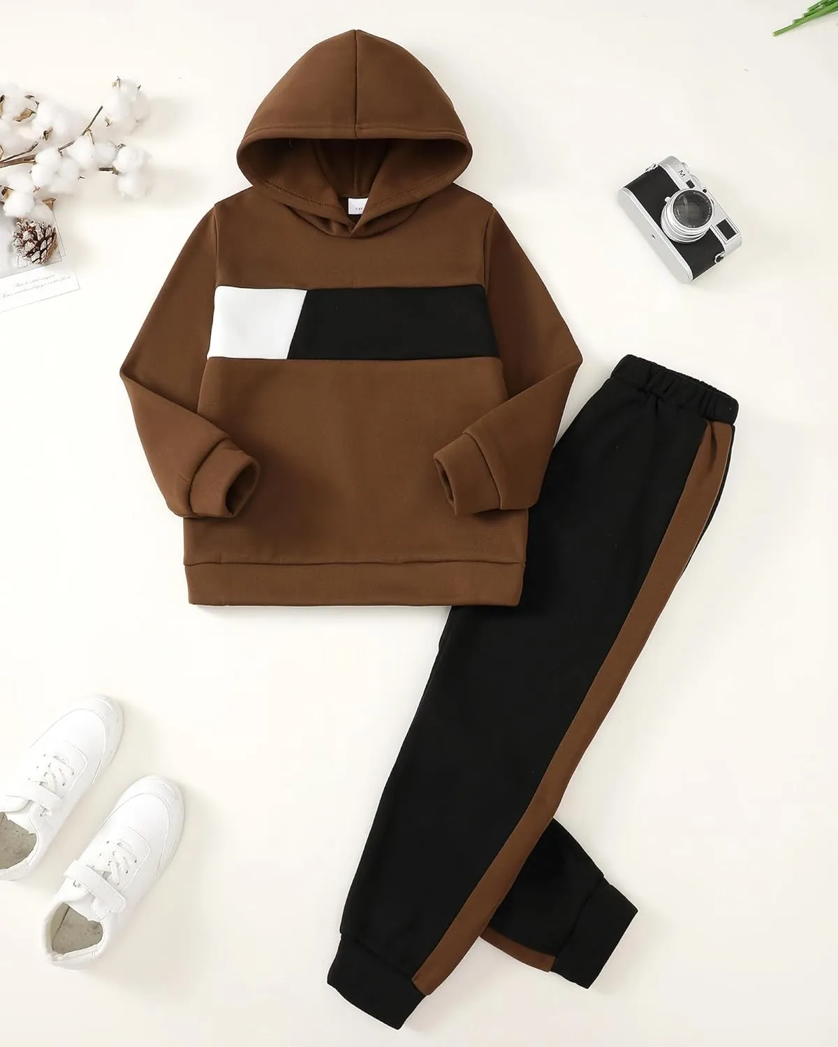 Boy Clothes Kids Boys Fall Winter Outfits Long Sleeve Fleece Hooded Tracksuit Sweatshirt Tops Jogging Sweatpants
