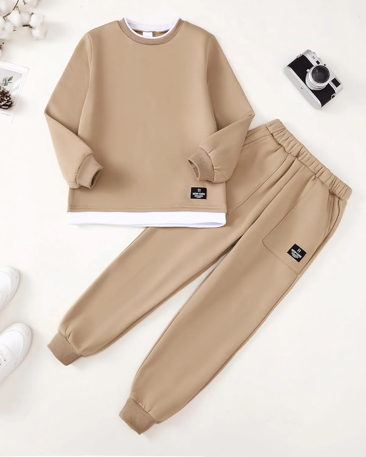 Boy Clothes Kids Boys Fall Winter Outfits Long Sleeve Fleece Hooded Tracksuit Sweatshirt Tops Jogging Sweatpants