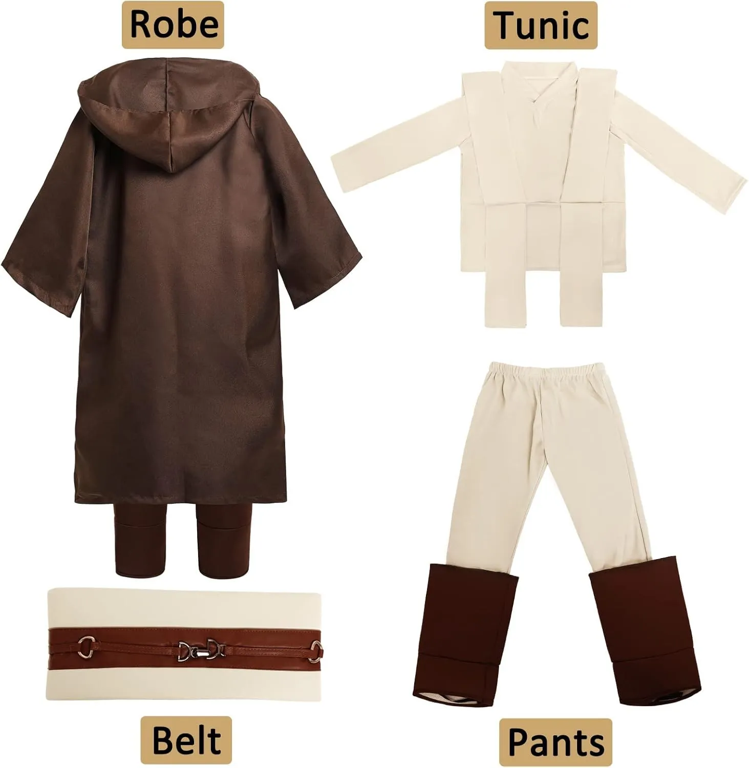 Boys Knight Costume Role Play Master Cloak Outfits Tunic Hooded Cape Uniform Robe Pants Belt 4 Pcs Set Halloween