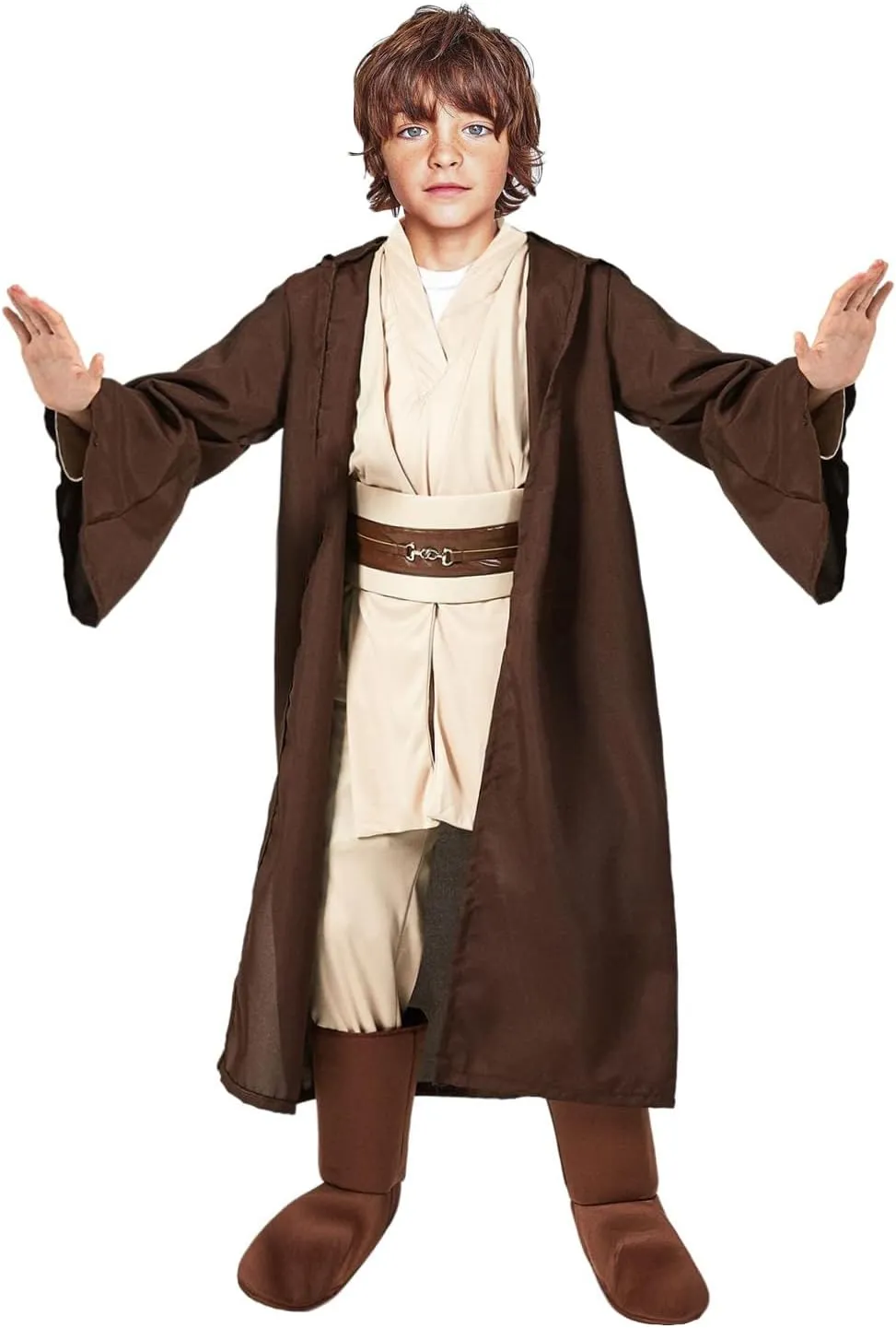 Boys Knight Costume Role Play Master Cloak Outfits Tunic Hooded Cape Uniform Robe Pants Belt 4 Pcs Set Halloween