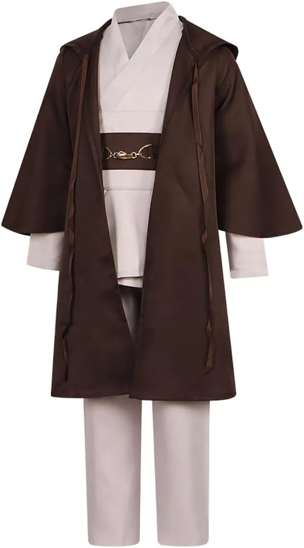 Boys Obi Wan Kenobi Cosplay Sith Costume Suit Knight Halloween Outfit Jedi Cloak Tunic Belt Full Set