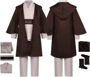 Boys Obi Wan Kenobi Cosplay Sith Costume Suit Knight Halloween Outfit Jedi Cloak Tunic Belt Full Set