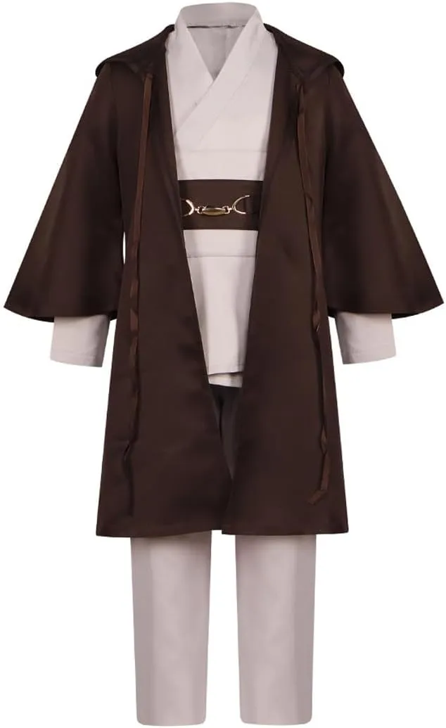 Boys Obi Wan Kenobi Cosplay Sith Costume Suit Knight Halloween Outfit Jedi Cloak Tunic Belt Full Set