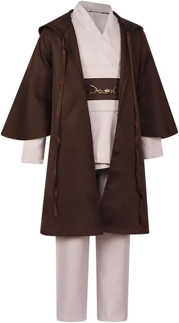 Boys Obi Wan Kenobi Cosplay Sith Costume Suit Knight Halloween Outfit Jedi Cloak Tunic Belt Full Set
