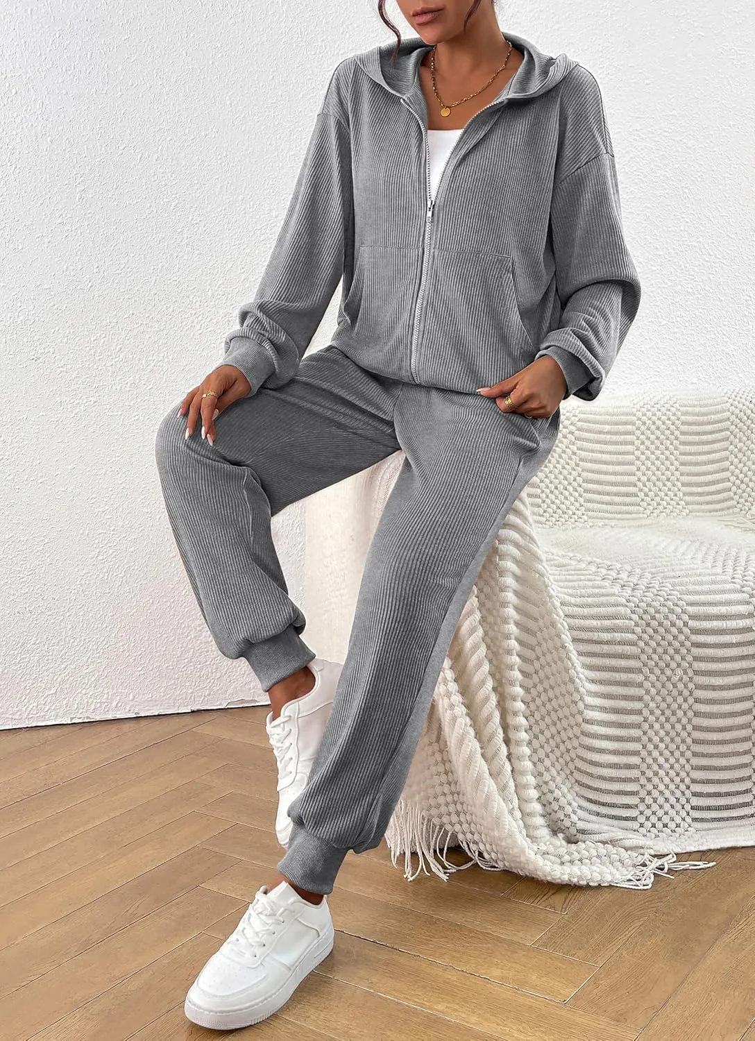 BTFBM Women 2 Piece Outfits 2025 Fall Sweatsuit Sets Zip Up Hoodie Sweatpants Tracksuit Lounge Matching Set