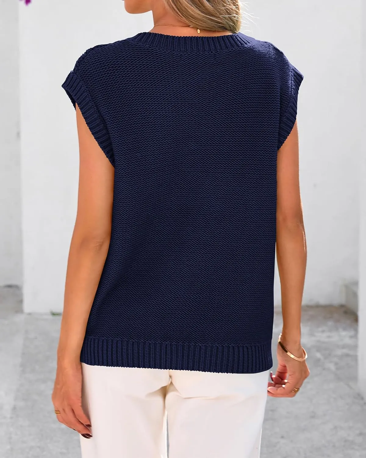 BTFBM Womens Oversized Sweater Vest 2025 Summer V Neck Casual Sleeveless Sweaters Loose Cable Knit Pullover Tops
